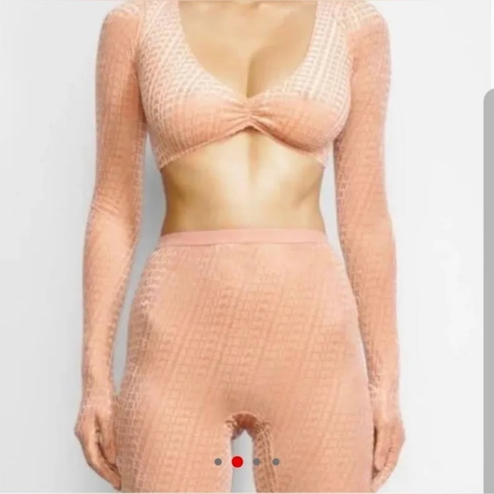SKIMS Velvet Peach SKIMS Logo Crop Top with Gloves  Size 2X